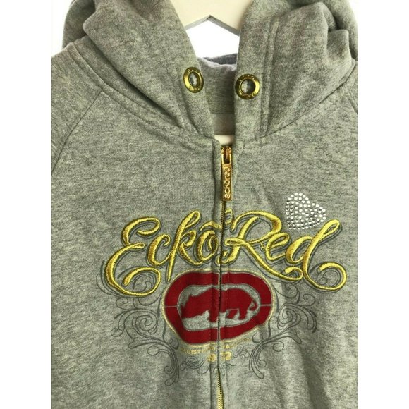 Women's ECHO RED Gray Hoodie Hooded Jacket Medium - Picture 3 of 8